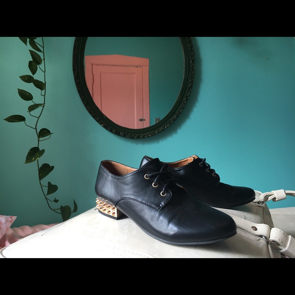 Gold Spiked Oxfords